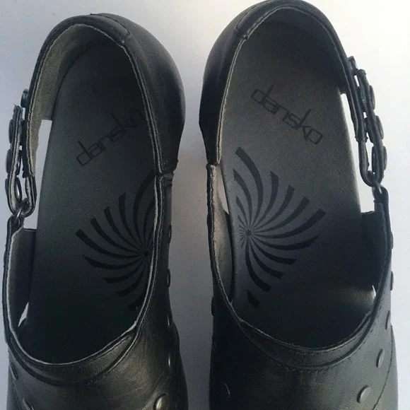 DANSKO Ryder Leather Studded Clog Block Heel Women EU 38 US 7.5 Black Adjustable - Picture 14 of 16